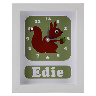 Stripey Cats Personalised Pip Squirrel Framed Clock, 23 x 18cm Stripey Cats Personalised Pip Squirrel Framed Clock, 23 x 18cm